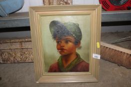 Moravy, oil on canvas study of a boy smoking