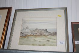 A framed and glazed watercolour landscape study initialled R.V.C dated '93