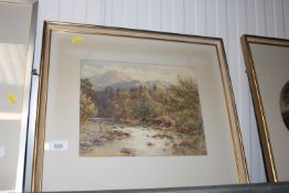A gilt framed watercolour study depicting a man fi