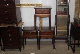 Three Stag bedside tables fitted single drawer