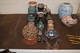 A quantity of various pierced Studio Pottery items