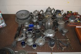 A large quantity of various pewter items to includ
