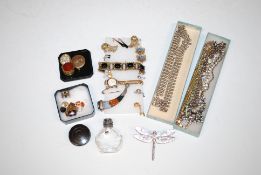 A box of various jewellery to include heavy pewter
