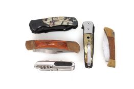 Five various pocket knives. This item can only be