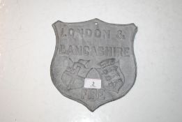 A lead Fire Insurance plaque for London and Lancas