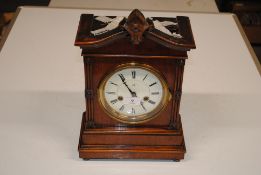 A German oak cased mantel clock having eight day m