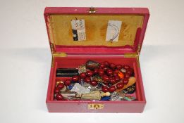 A box and contents of various jewellery including