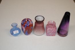 Five pieces of Art Glass ware including Caithness,