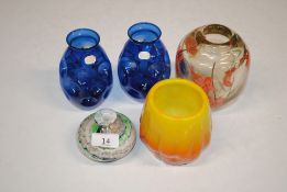 Four pieces of Art Glass ware including pre 1950's