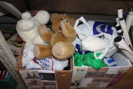 Two boxes containing various Christmas decorations