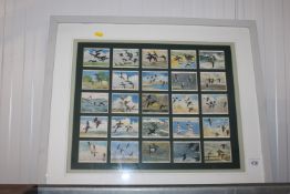 A quantity of framed and glazed cigarette cards de