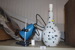 A Studio pottery table lamp together with one othe