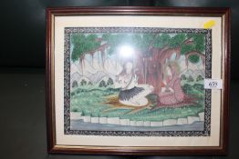 A framed and gazed ethnic watercolour study