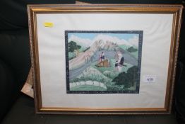 A gilt framed Egyptian watercolour study depicting