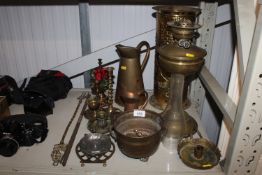 A quantity of various brassware to include stick s