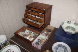 A collection of various minerals, fossils, etc.