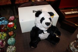 A Steiff panda with original box