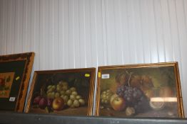 Two gilt framed oil still life studies depicting f