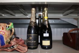 Five bottles of various alcohol to include Lanson