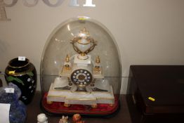 A white alabaster ormolu mounted and enamel decora