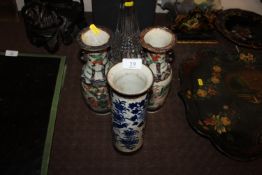 A pair of Chinese crackle glazed baluster vases de