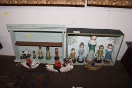 An unusual collection of small painted wooden doll