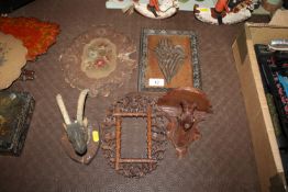 Two Black Forest type mountain goat appliqués; a s