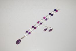 A 925 mounted agate pendant on plated necklace and
