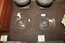 A pair of Val St lambert glass plates eyelet