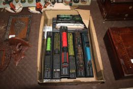 A collection of plastic model trains