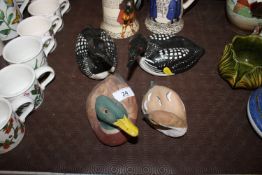 Two Emerson D'Aragon duck ornaments and two others