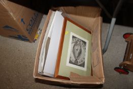 A box of miscellaneous artwork