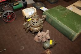 A Chinese bronzed censer with character mark to ba