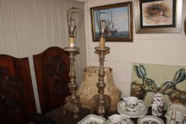 A pair of Florentine style gilded table lamps with