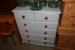 A painted pine chest fitted two short over two lon
