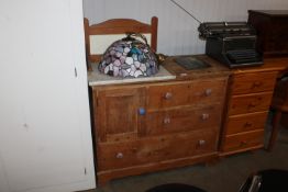 A pine chest fitted two short over single long dra