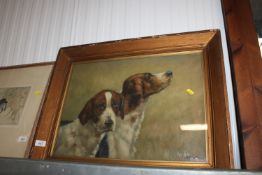 C Wyte, oil study depicting hounds, contained in g