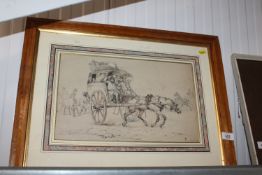 A framed and glazed coloured print of a Parisian c