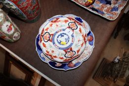 An Oriental Imari pattern shaped dish and two smal