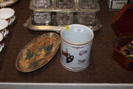 A 19th Century mug with armorial crest and a Riche
