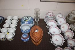 Honor Hussey, Butley pottery cheese dish cover, a pot and cover and a bowl, a pheasant casserole