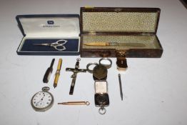 A cased pair of Sterling silver handled scissors a