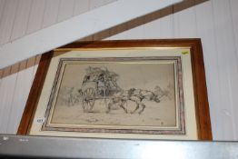 A framed and glazed coloured print of a Parisian c