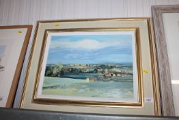An abstract oil on board study, indistinctly signe