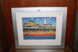 Brian Lewis, pencil signed limited edition coloured print 'Lighthouse II' 700 of 850
