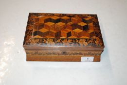 A 19th Century Tunbridge Ware trinket box, part of interior missing