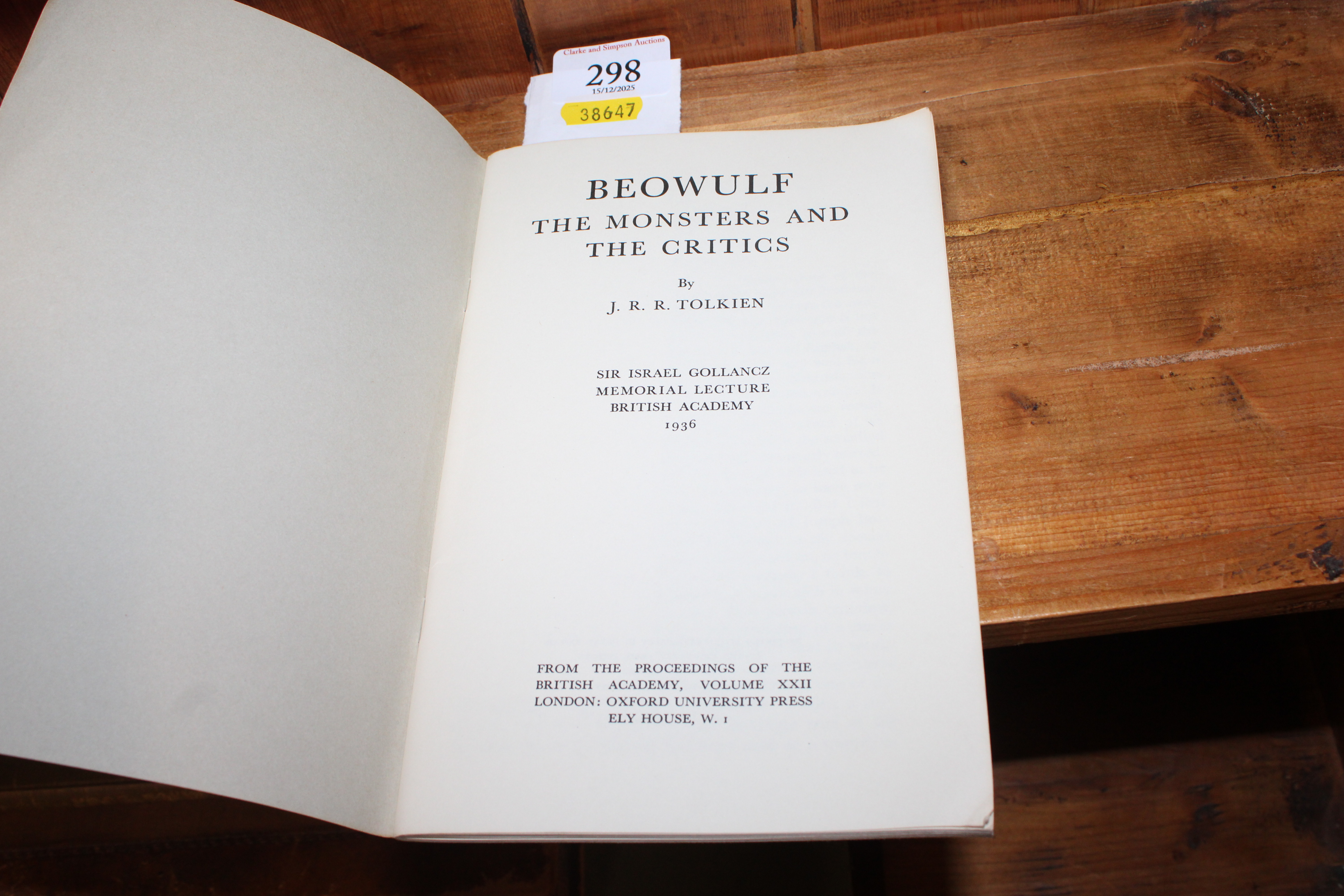 'Beowulf The Monsters and Critics' by J R R Tolkien