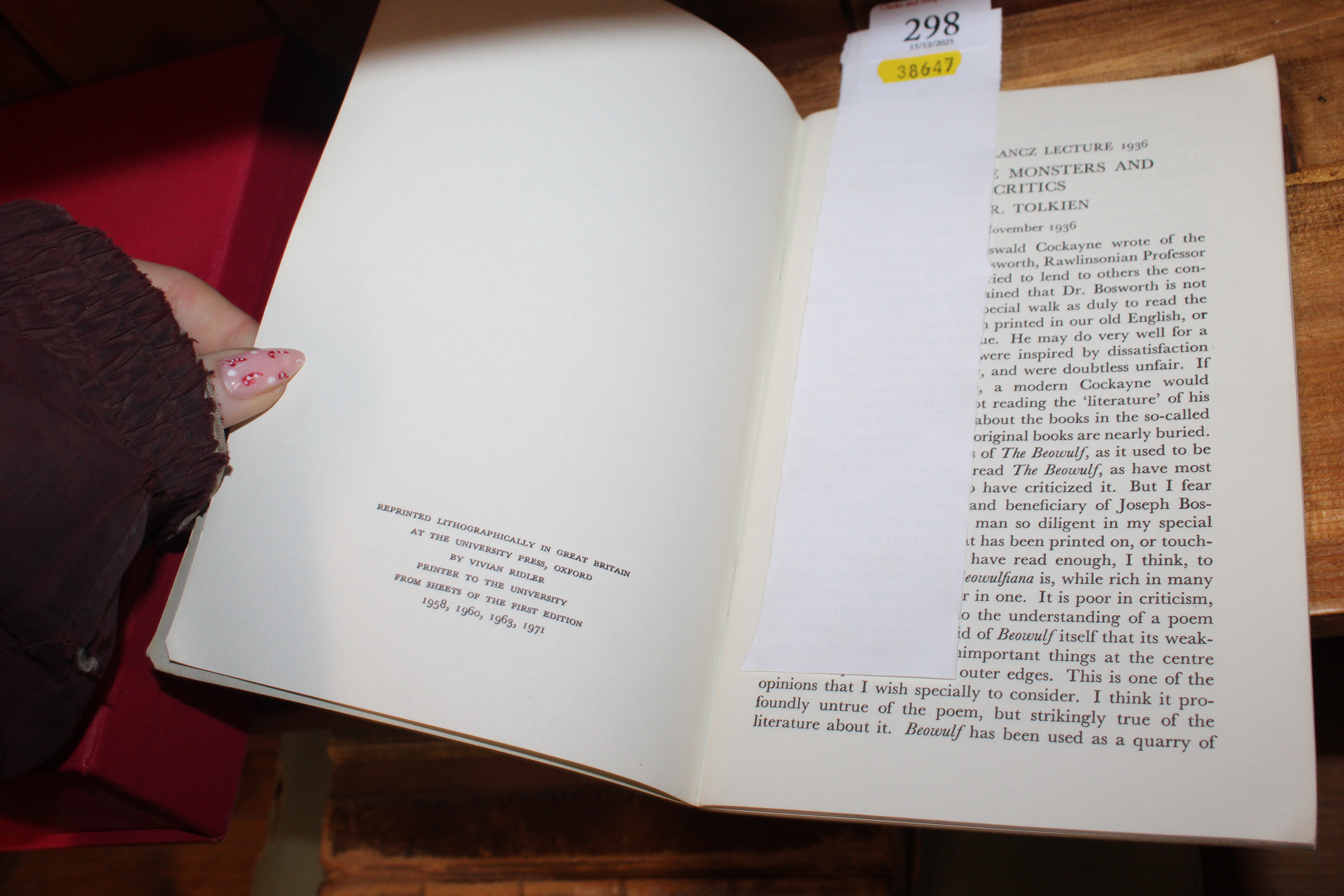 'Beowulf The Monsters and Critics' by J R R Tolkien