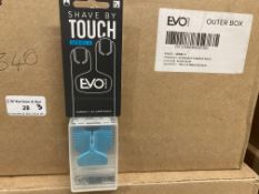 Approximately 540 x Evoshave Series 2 shave by touch 2-finger razors in Aqua Blue (3 x outer boxes)