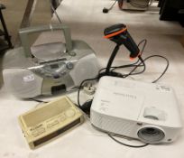 4 x assorted items to include hand-held scanner, portable radio,